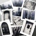 Black and white door announcement card set