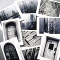 Black and white door announcement card set