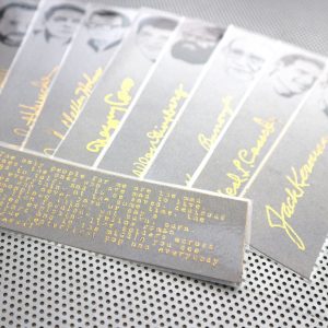 The Beat Generation bookmarks / set of nine handmade portraits of 50s writers / Kerouac Ginsberg Burroughs Corso / gold and gray book marks