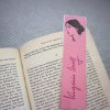 Lesbian writers bookmarks / set of nine handmade portraits writers poets feminist activists quote book mark / magenta metal foil on pink