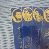 Lost Generation bookmarks / set of nine handmade portraits writers poets quote book mark / Hemingway Fitzgerald / gold metal foil on blue