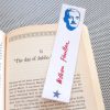 Great American Novel / 9 bookmark set of handmade portraits / writers authors novelists Steinbeck Toni Morrison Twain red white blue books