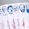 Russian Writers bookmarks set of 9 portraits great classical authors playwrights poets blue and red book marks Tolstoy Dostoevsky Chekhov