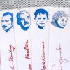 Great American Novel / 9 bookmark set of handmade portraits / writers authors novelists Steinbeck Toni Morrison Twain red white blue books