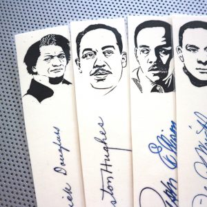 Black writers bookmarks / set of nine handmade African American portraits poets activists book mark cream Langston Hughes Baldwin Douglass