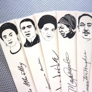 Black Poets bookmarks / set of 9 handmade African American portraits book mark cream Langston Hughes Maya Angelou Gwendolyn Brooks Giovanni