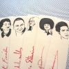 Second Wave Feminist bookmarks / set of nine handmade portraits poets feminist activists writers book mark red linen Greer Friedan Steinem