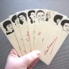 Second Wave Feminist bookmarks / set of nine handmade portraits poets feminist activists writers book mark red linen Greer Friedan Steinem