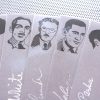 New Yorker bookmarks set of nine handmade portraits of 1920s writers Dorothy Parker EB White Salinger Thurber Nabokov gray silver book marks