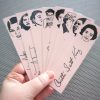 Civil Rights women bookmarks / set of nine handmade African American portraits Black activists book mark Rosa Parks black blush pink