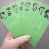 Irish writers bookmarks set of 9 handmade portraits Ireland's poets playwrights authors Yeats Joyce Wilde Shaw Behan book mark green gold