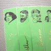 Irish writers bookmarks set of 9 handmade portraits Ireland's poets playwrights authors Yeats Joyce Wilde Shaw Behan book mark green gold